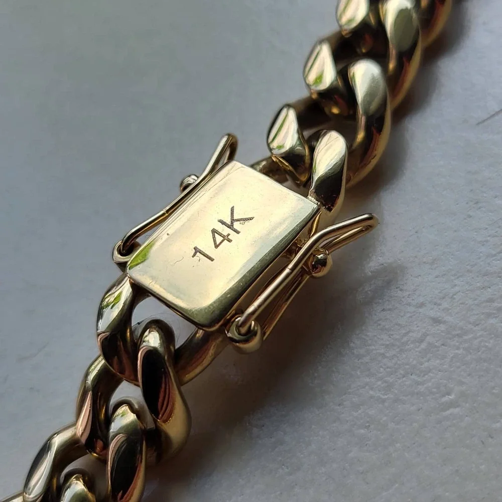 14K Gold Plated Stainless Steel Cuban Link Necklace 10mm Gold Chain